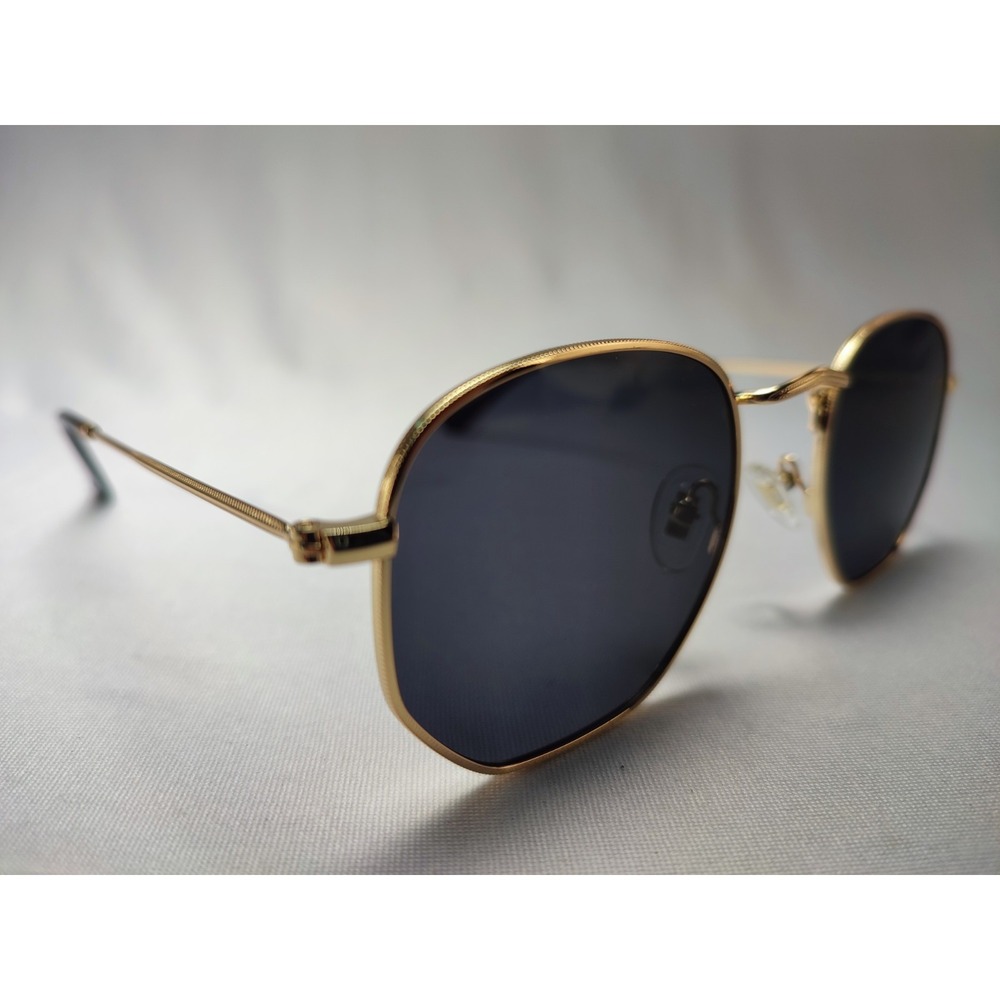 SOJOS SJ1072 C6 Geometric Square Sunglasses Gold Metal Black Lens 52-21-146